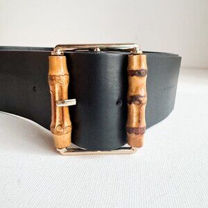 Sisley Bamboo Buckle Black Wide Belt 30-34"